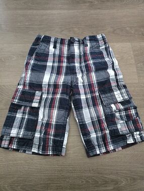 Generra Boys Plaid Cargo Shorts Size 7 Small‎ Adjustable Waist